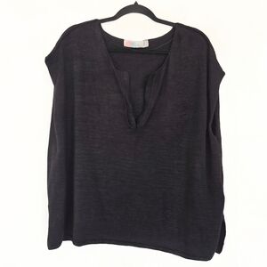 Free People Knit Thick Boxy Linen Blend Top, M